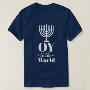 Grappige "Oy aan de Wereld" Joodse Chanoeka T-shirt