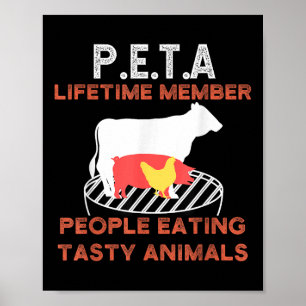 Grappige P.E.T.A Mensen Eten Smakelijke Dieren BBQ Poster
