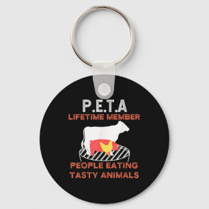 Grappige P.E.T.A Mensen Eten Smakelijke Dieren BBQ Sleutelhanger