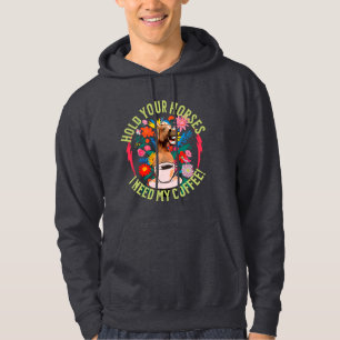 Grappige paard koffie liefhebber humor hoodie