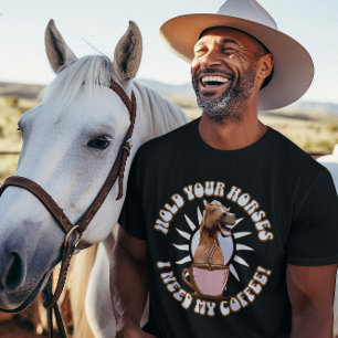 Grappige paard koffie liefhebber humor t-shirt