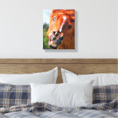 Grappige paard lachfoto canvas afdruk (Insitu (Slaapkamer))