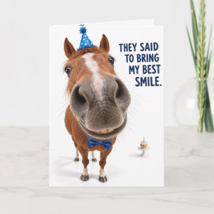 Grappige paard verjaardagskaart Grote tanden Fis Kaart