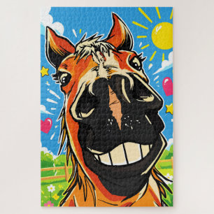 Grappige Paarden Lach Cartoon Striptekeningen Kuns Legpuzzel