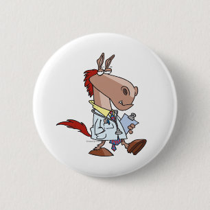 grappige paardenarts dokter cartoon ronde button 5,7 cm