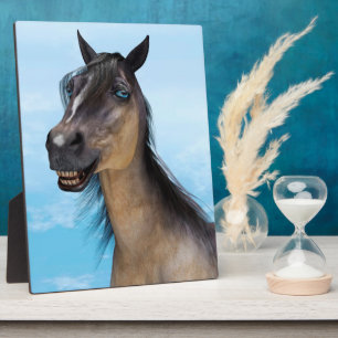 Grappige paardenlach portretkunst fotoplaat