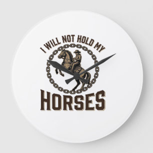 Grappige paardenquote vintage western rijdesign_1 grote klok