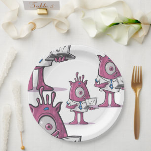 Grappige Paarse Boekhouder Monsters Papieren Bord
