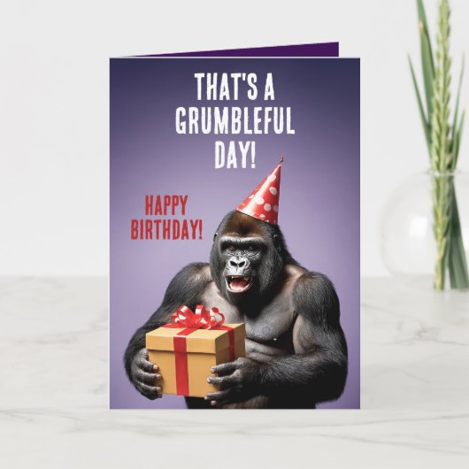 Grappige Paarse en witte gorilla verjaardag Kaart (Voorkant)