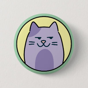 Grappige paarse kat met zijdelingse blik ronde button 5,7 cm