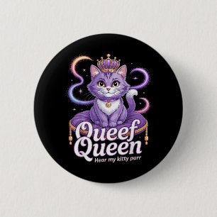 Grappige Paarse Koningin kat Vies Grapje Kitty Spi Ronde Button 5,7 Cm