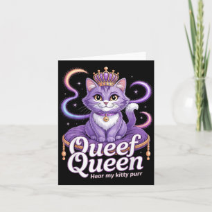Grappige Paarse Koningin kat Vies Grappige Kitty S Kaart
