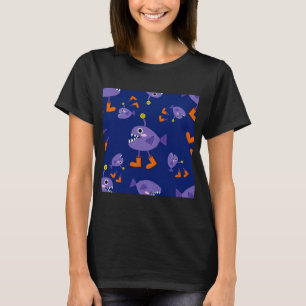 Grappige Paarse Zeeduivel in Laarzen Patroon T-shirt