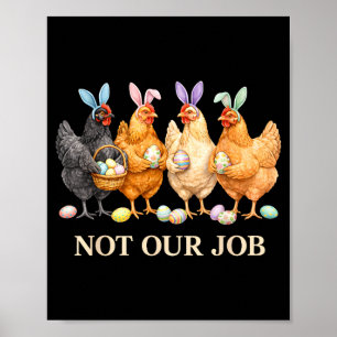 Grappige paas kippen met konijnenoren kunst poster
