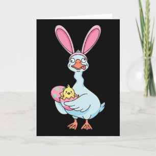 Grappige Paasdag Gans Konijn Roze Oren Domme Vogel Kaart