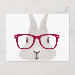 Grappige Paashaas Hipster met rode randglazen Feestdagenkaart