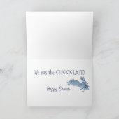 Grappige Paashaas Konijn Blauw & Wit Delfts Art Feestdagen Kaart (Binnen)