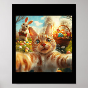 Grappige Paaskat Selfie met Paashaas Volwassenen K Poster