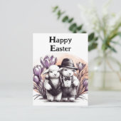 Grappige paaslammeren in kostuums briefkaart (Staand voorkant)