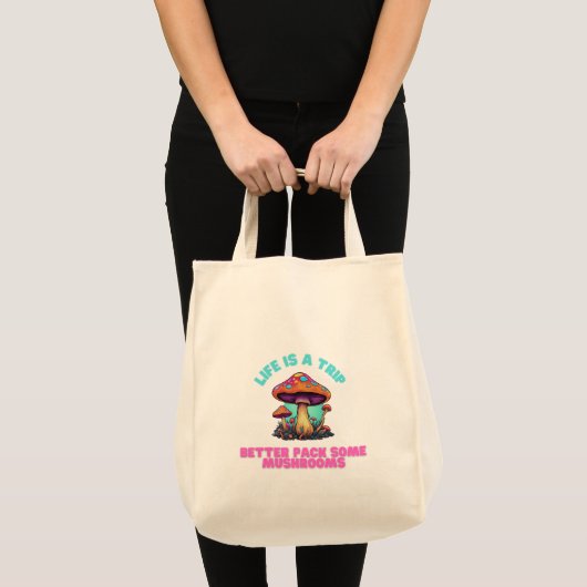 Grappige paddenstoel canvas tas (Voorkant (product))