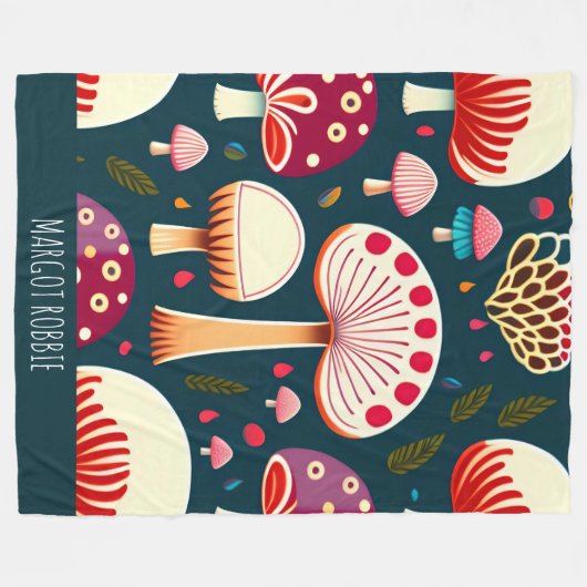 Grappige paddenstoel Rood Wit Waterverf Patroon Fleece Deken (Voorkant (Horizontaal))