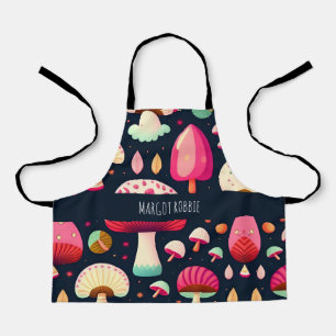 Grappige paddenstoel roze blauw isometrisch patroo schort