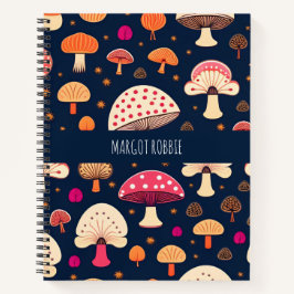 Grappige paddenstoel roze blauw Waterverf patroon Notitieboek