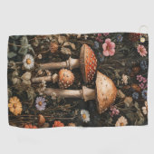 Grappige paddenstoelen en wilde bloemen botanisch golfhanddoek (Horizontaal)