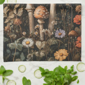Grappige paddenstoelen en wilde bloemen botanisch theedoek (Gevouwen)