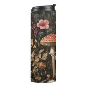 Grappige paddenstoelen en wilde bloemen botanisch thermosbeker (Gedraaid links)