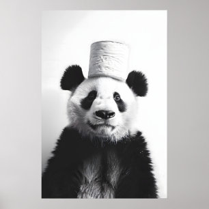 Grappige Panda Badkamer Kunst Vintage Toiletpapier Poster