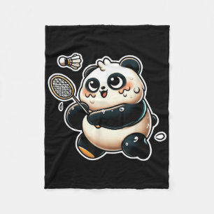 Grappige panda die badminton speelt Cute sportieve Fleece Deken
