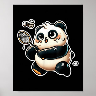 Grappige panda die badminton speelt Schattige spor Poster