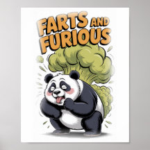 Grappige panda die een scheet laat op een witte