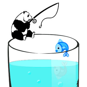 Grappige panda die vist in een glas water t-shirt