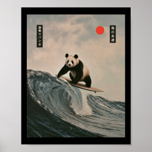 Grappige panda die zegt surfen Japanse golf meme h Poster