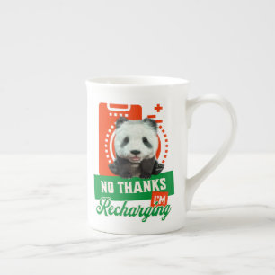 Grappige Panda Introvert Batterij Oplaad Ontwerp Porselein Kop