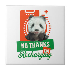 Grappige Panda Introvert Batterij Oplaad Ontwerp Tegeltje