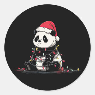 Grappige Panda Kerst Grafische Dieren Liefhebber Ronde Sticker