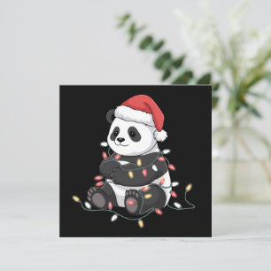 Grappige Panda Kerstmis Dieren Lichtjes Liefhebber Feestdagenkaart