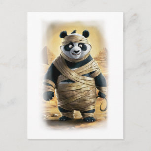 Grappige Panda Parodie Actiefilm Karakter op een Feestdagenkaart