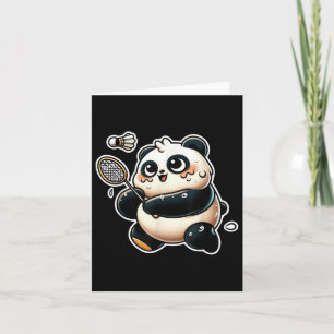 Grappige Panda Spelen Badminton Schattigee Sportie Kaart