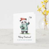 Grappige Panda spelen golf Kerstmis Kaart (Gele Bloem)