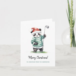 Grappige Panda spelen golf Kerstmis Kaart