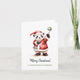 Grappige Panda spelen golf Kerstmis Kaart