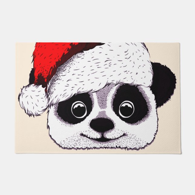 grappige panda voor kerstmis deurmat (Voorkant)
