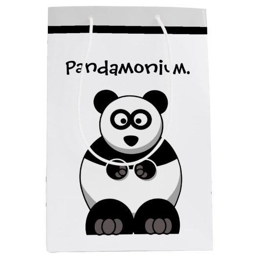 Grappige Pandamonium Panda Cartoon, Schattigee Str Medium Cadeauzakje (Voorkant)