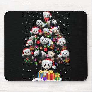 Grappige Pandas Kerstman Hoed Kerstboom Ornament T Muismat