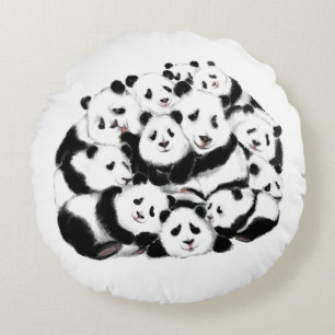 Grappige panda's rond kussen