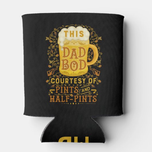 Grappige papa Bod Bier Pints Vaders Dag Monogramme Blikjeskoeler (Achterkant)